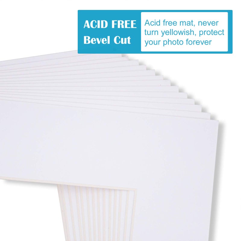 Egofine 8x10 White Picture Mats Pack of 25, Frame Mattes for 5x7 Pictures, Acid Free, 1.2mm Thickness, with Core Bevel Cut - Image 2